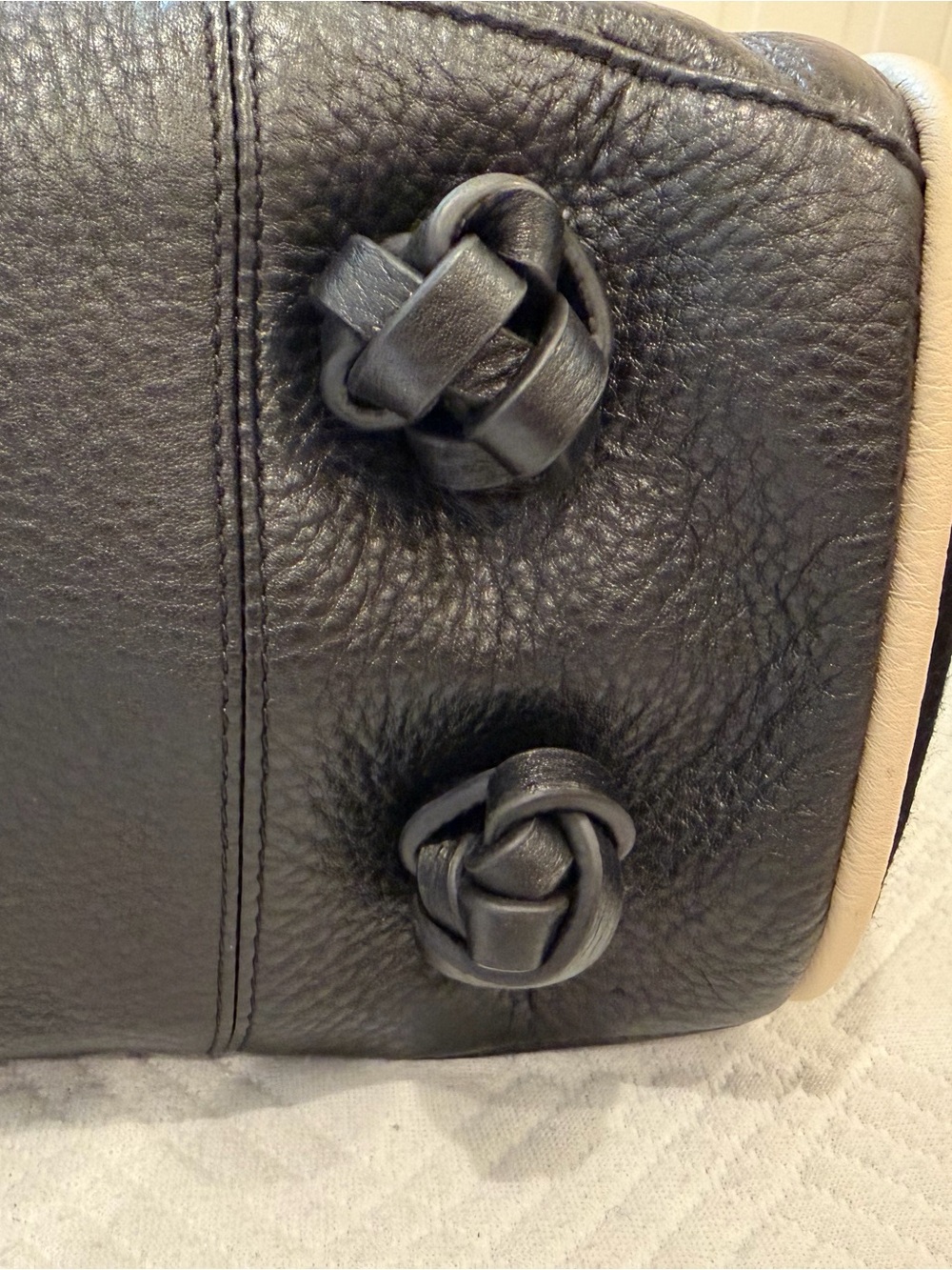 Isabella Fiore Black and Cream Python-Print Top-Handle Satchel - Picture 5 of 13